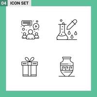 symboles d'icônes universels groupe de 4 couleurs plates modernes de chat cadeau équipe microbiologie achats éléments de conception vectoriels modifiables vecteur