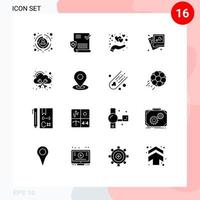 pack d'icônes vectorielles stock de 16 signes et symboles de ligne pour l'hébergement d'éléments de conception vectoriels modifiables de cadre de coeur de soins de mariage vecteur