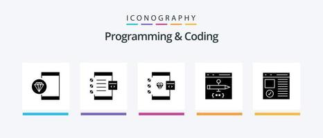 pack d'icônes de programmation et de codage glyph 5, y compris le développement. navigateur. développement. développement. codage. conception d'icônes créatives vecteur
