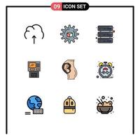 9 icônes créatives signes et symboles modernes de la finance cashpoint scince cash atm éléments de conception vectoriels modifiables vecteur