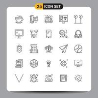 ligne d'interface mobile ensemble de 25 pictogrammes de feuilles programmation programmeur d'amour développer des éléments de conception vectoriels modifiables vecteur