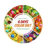 régime de couleur aliments sains 6 jours nutrition vecteur