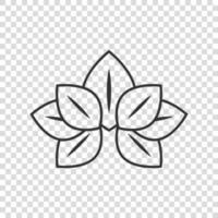 icône de feuille dans un style plat. illustration vectorielle de plante sur fond isolé blanc. concept d'entreprise de signe de fleur. vecteur