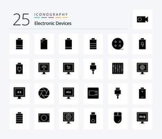 appareils 25 pack d'icônes de glyphes solides, y compris la musique. dispositifs. intelligent. les contrôles. espace de rangement vecteur