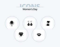 pack d'icônes glyphe de la journée des femmes 5 conception d'icônes. cœur. oreille. aux femmes. journée. femmes vecteur