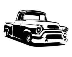 logo de camion ancien silhouette américaine montrant de fond blanc isolé avant. idéal pour l'insigne, l'emblème, l'icône, la conception d'autocollants et l'industrie automobile. illustration vectorielle disponible en eps 10. vecteur