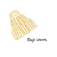 chapeau jaune chaud doodle simple. illustration de vecteur dessiné à la main isolé sur fond blanc