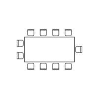planifier une conférence pour organiser les sièges et les tables à l'intérieur, mettre en page les éléments de contour graphique. icônes de chaises et de tables dans le plan architectural du schéma. mobilier de bureau et de maison, vue de dessus. ligne vectorielle vecteur