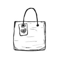 clipart de vente de doodle dessiné à la main-sac à provisions. élément de conception de magasinage. isolé sur fond blanc. vecteur