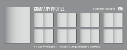 Conception de maquette de brochure à deux volets de profil d'entreprise de 16 pages vecteur