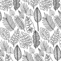 motif de jungle florale florale tropique. feuilles de bananier de palmier dans un style gris noir et blanc. vecteur