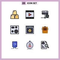 ensemble de 9 symboles d'icônes d'interface utilisateur modernes signes pour produits appareils de lecteur vidéo électroniques définissant des éléments de conception vectoriels modifiables vecteur