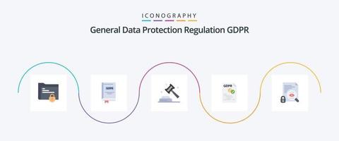 pack d'icônes gdpr flat 5, y compris le fichier. Les données. droit. juridique. Justice vecteur