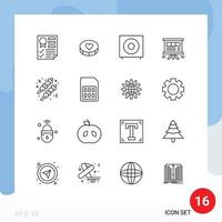 pack de 16 symboles universels du tableau graphique aime les éléments de conception vectoriels modifiables des produits analytiques vecteur