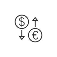 icône de change dans un style plat. dollar euro transfert illustration vectorielle sur fond blanc isolé. concept d'entreprise de processus financier. vecteur