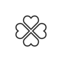 icône de trèfle à quatre feuilles dans un style plat. illustration vectorielle de st patricks day sur fond blanc isolé. concept d'entreprise de forme de fleur. vecteur