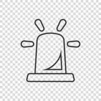 icône d'alarme d'urgence dans un style plat. illustration vectorielle de lampe d'alerte sur fond isolé. concept d'entreprise de signe d'urgence de la police. vecteur