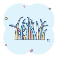 icône d'herbe dans le style comique. illustration de vecteur de dessin animé eco pelouse sur fond blanc isolé. concept d'entreprise d'effet d'éclaboussure de jardin floral.