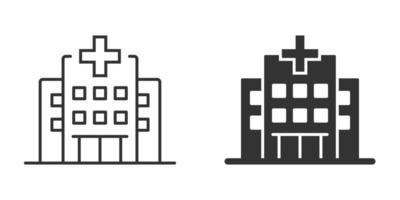 icône de bâtiment d'hôpital dans un style plat. illustration vectorielle de clinique médicale sur fond isolé. concept d'entreprise de signe de médecine. vecteur