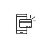 icône payante de smartphone dans un style plat. illustration vectorielle de carte de crédit nfc sur fond blanc isolé. concept d'entreprise bancaire. vecteur