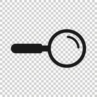 icône de signe de loupe dans un style plat. illustration vectorielle de loupe sur fond blanc isolé. concept d'entreprise de recherche. vecteur
