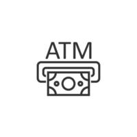 icône de guichet automatique d'argent dans un style plat. échange d'illustration vectorielle en espèces sur fond blanc isolé. concept d'entreprise de billet de banque. vecteur