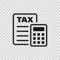 icône de paiement d'impôt dans un style plat. illustration vectorielle de facture budgétaire sur fond blanc isolé. calculer le concept d'entreprise de document. vecteur