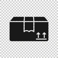 icône de boîte d'expédition dans un style plat. illustration vectorielle de conteneur sur fond blanc isolé. concept d'entreprise d'emballage en carton. vecteur