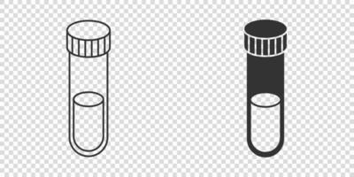 sang dans l'icône du tube à essai dans un style plat. illustration vectorielle de flacon de laboratoire sur fond isolé. liquide dans le concept d'entreprise de signe de bécher. vecteur