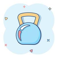 icône de kettlebell dans le style comique. illustration de vecteur de dessin animé d'équipement de sport d'haltères sur fond blanc isolé. concept d'entreprise d'effet d'éclaboussure d'haltère.