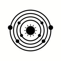 icône de glyphe de vecteur de soleil en orbite planète unique