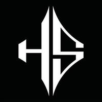 monogramme du logo hs avec modèle de conception en forme de losange vecteur
