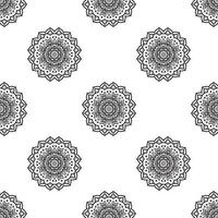 coloriages mandala noir et blanc motif sans couture. fond rétro monochrome inspiré de l'art traditionnel vecteur