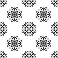 motifs de mandala motif sans couture noir et blanc. fond rétro monochrome inspiré de l'art traditionnel vecteur