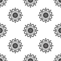 fleur mandala art noir et blanc motif sans couture. arrière-plan dessiné à la main. motifs islamiques, arabes, indiens et ottomans. parfait pour l'impression sur tissu ou papier. vecteur