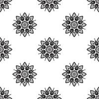 modèle sans couture simple mandala noir et blanc. arrière-plan dessiné à la main. motifs islamiques, arabes, indiens et ottomans. parfait pour l'impression sur tissu ou papier. vecteur