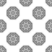 coloriages mandala noir et blanc motif sans couture. arrière-plan dessiné à la main. motifs islamiques, arabes, indiens et ottomans. parfait pour l'impression sur tissu ou papier. vecteur