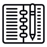 vecteur de contour d'icône d'étude de cahier. sécurité de classe