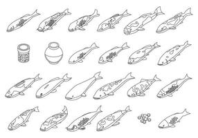 icônes de carpes koi définies contour vectoriel