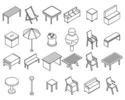 icônes de mobilier de jardin définies contour vectoriel