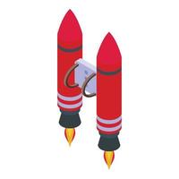 vecteur isométrique d'icône de jetpack rouge. jet de feu