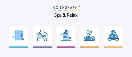 pack d'icônes bleu spa et détente 5, y compris la médecine. santé. femme. se soucier. spa. conception d'icônes créatives vecteur