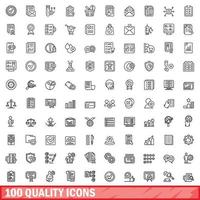 Ensemble de 100 icônes de qualité, style de contour vecteur