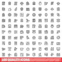 Ensemble de 100 icônes de qualité, style de contour vecteur