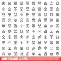 Ensemble de 100 icônes de prix, style de contour vecteur