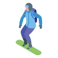 vecteur isométrique d'icône de snowboard rapide. enfant sportif