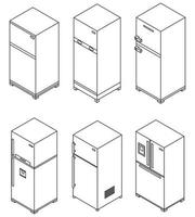 réfrigérateur, icônes, ensemble, vecteur, contour vecteur