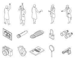 icônes d'enquêteur définies vecteur de contour
