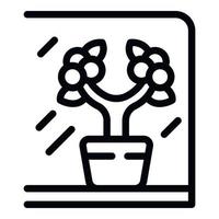 vecteur de contour d'icône de pot de plante. rebord de fenêtre de jardin