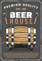 affiche de maison de brasserie de bière avec tonneau en bois vecteur